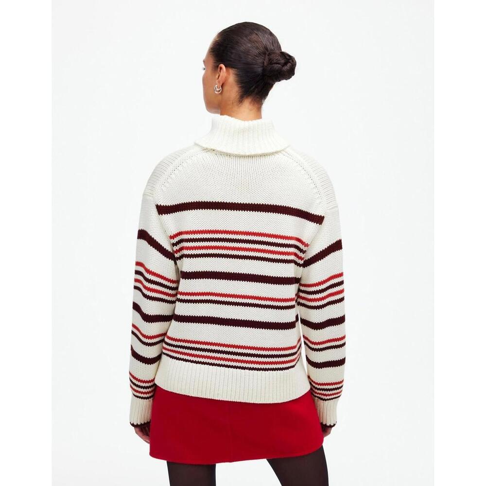 NWT Madewell Ribbed Cotton Turtleneck Sweater in Stripe - MSRP $118 - Size XS - Picture 3 of 4
